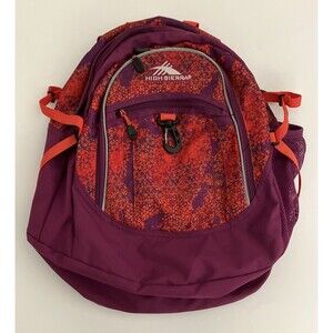 High Sierra Backpack, School, Travel, or Work Bookbag - Purple/orange/Multi